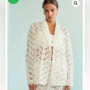 Cynthia Rowley Cream Floral Lace Blazer